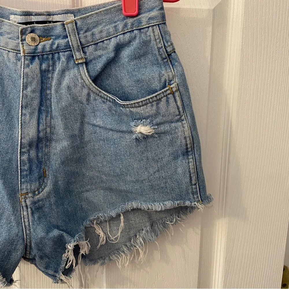 Vintage Anchor Blue Denim Jean Shorts with custom studs - Picture 4 of 9